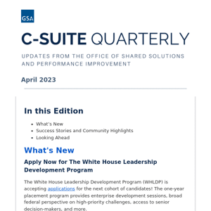 C-Suite Quarterly Newsletter - April 2023