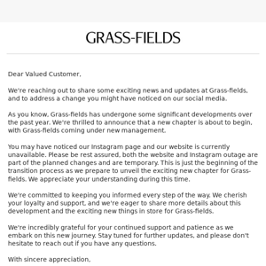 An Exciting Update and New Chapter for Grass-fields!