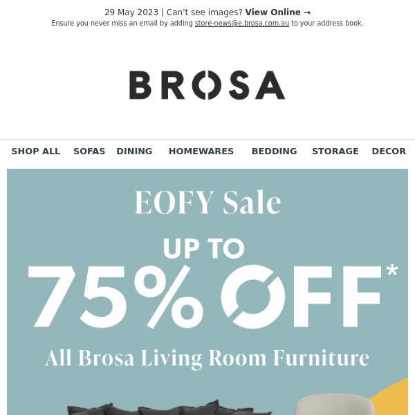 EOFY Sale: Up to 75% OFF All Brosa Living Room Furniture!