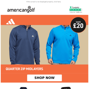 Save £20 - adidas quarter zip midlayers