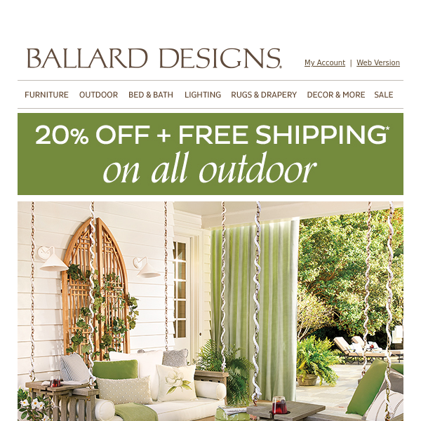 Sunday savings: 20% off all outdoor