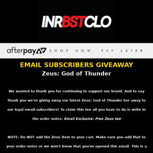 Email Only Giveaway: NEW Zeus God of Thunder tee