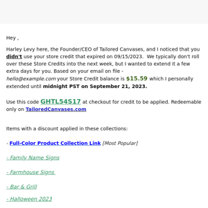 Your Expired $15.59 Store Credit has been reinstated‏‏