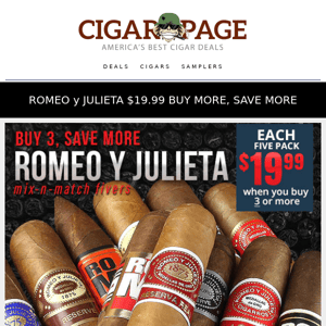 Romeo y Julieta $19.99 mix-n-match 5-pack-a-thon!