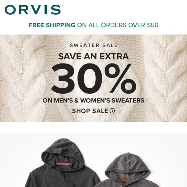 Hot deals on our warmest styles! It's the Sweater Sale