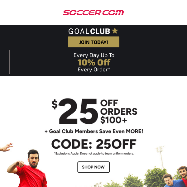 ⚽️🔥 HOT DEAL ALERT: $25 Off Orders $100+