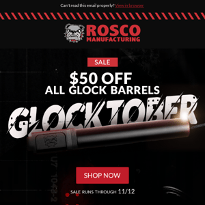 Glocktober Sale! $50 Off All Glock Barrels!