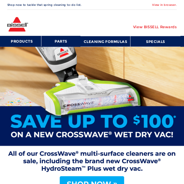 Up to $100 off best-selling CrossWave® wet dry vacs!