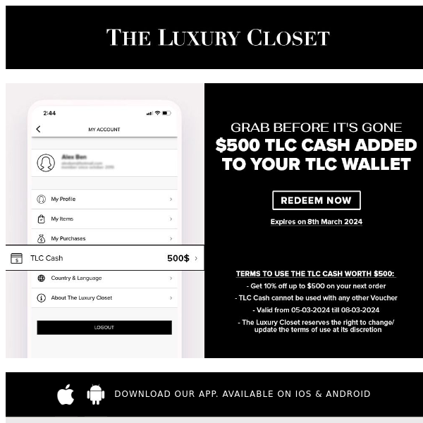 Your $500 TLC Cash expires today