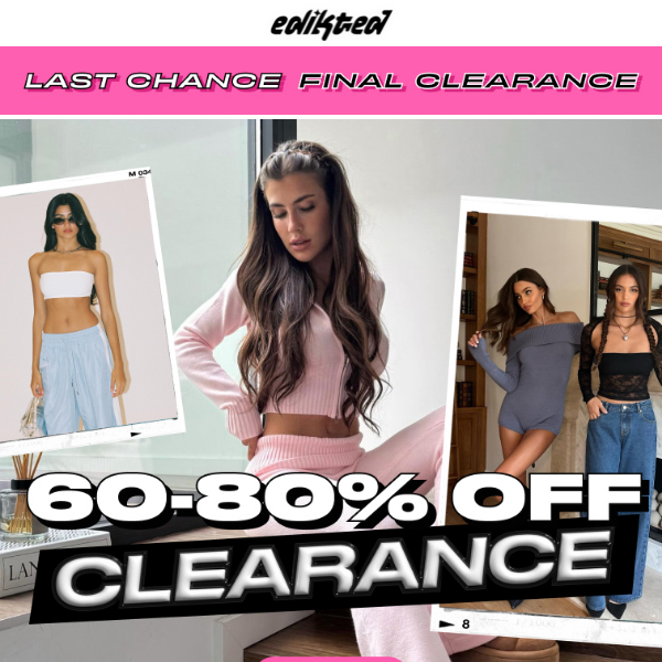 LAST CHANCE: 60-80% OFF CLEARANCE⏰