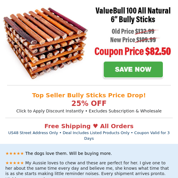 Daily Deal - Bully Sticks Price Drop