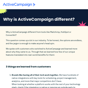 Why switch to ActiveCampaign? Here's what our users say
