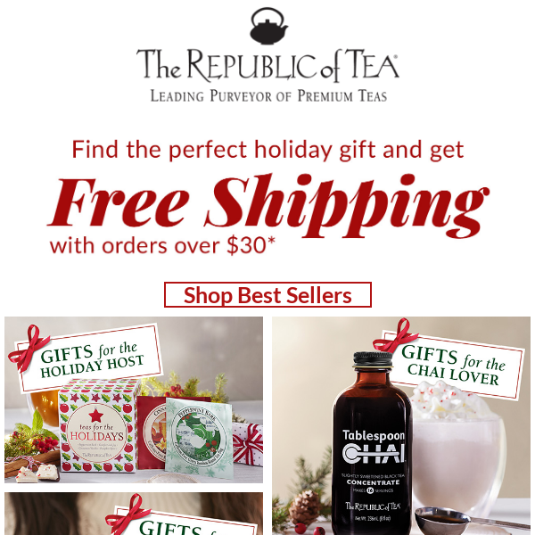 Finish Your Gifting Early with Free Shipping Over $30!