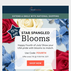 Get 15% Off 4th of July Blooms!