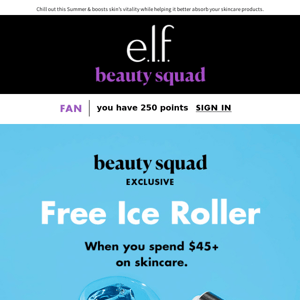 Spend $45+ on skincare & receive an Ice Roller on US! 🧊