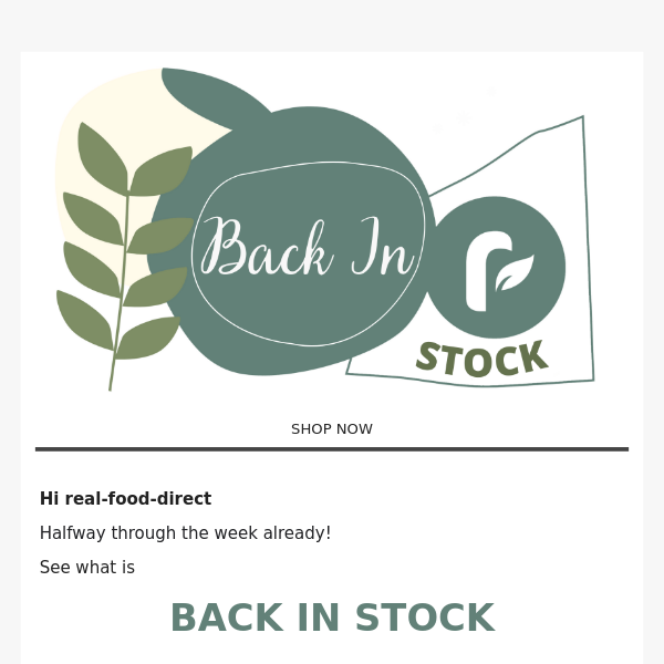 Real Food Direct ... BACK IN STOCK & SPECIALS