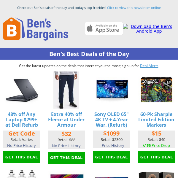 Ben's Best Deals: 40% off Under Armour Fleece - $15 Sharpies (60pk) - $60 Jamo Speakers - Up to 80% off Amazon Basics