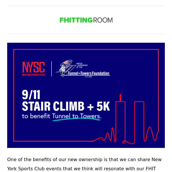Join us at NYSC for a 9/11 Stair Climb and 5K Benefit event