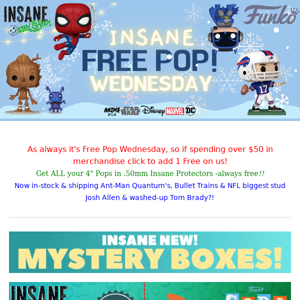 🎁 Free POP Wed + Insane Mystery Boxes 🎁+ 150 New & vaulted pops were just added!