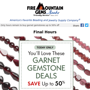 Final Hours! Up to 50% off Garnet Gemstones