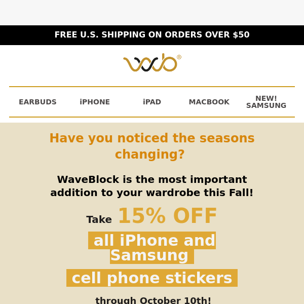 Fall price drop for all iPhone and Samsung sticker protection