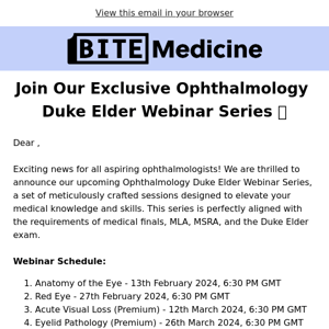 Join Our Ophthalmology Duke Elder Webinar Series 👀