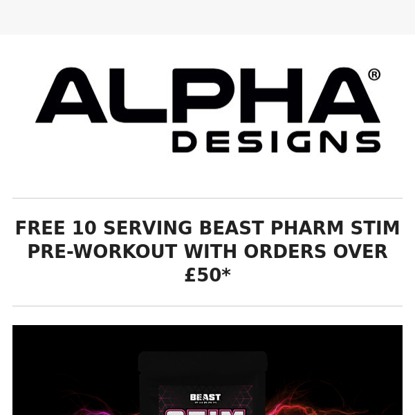 FREE BEAST PHARM STIM PRE-WORKOUT ON ORDERS OVER £50 🚀😱