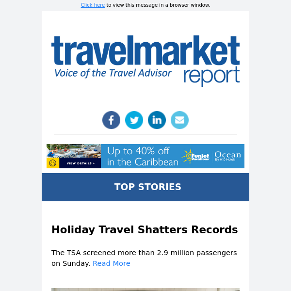 Holiday Travel Shatters Records, Iceland Volcano Update, Royal Takes Ownership of Icon, & more