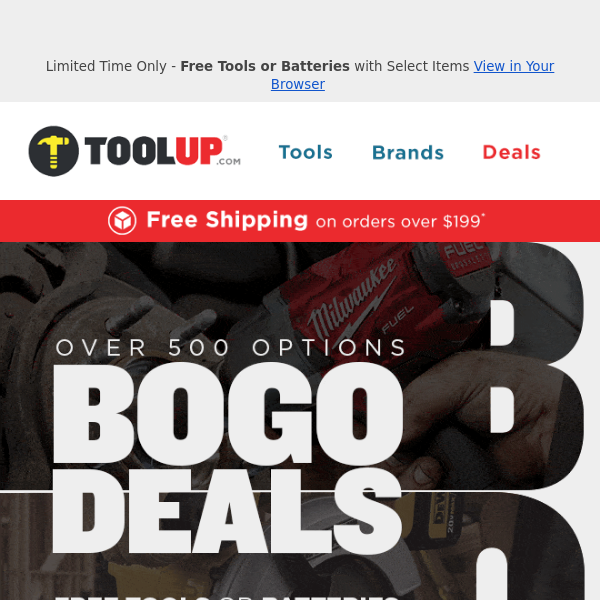 Buy One Get One Deals on Over 500 Cordless Tools