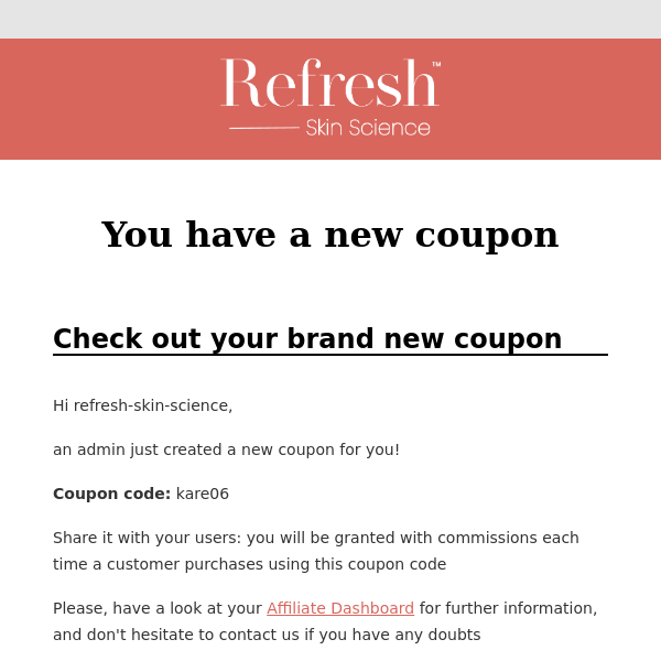 We created a new coupon for you to share!