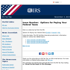 IRS video tax tip: Options for Paying Your Federal Taxes
