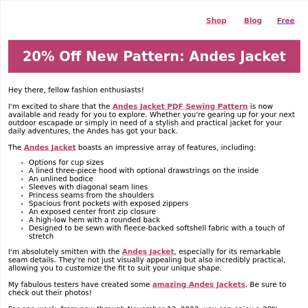 New Pattern Alert: Andes Jacket