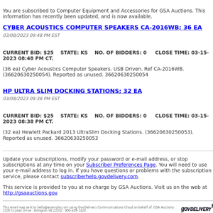 GSA Auctions Computer Equipment and Accessories Update