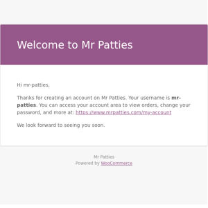 Your Mr Patties account has been created!