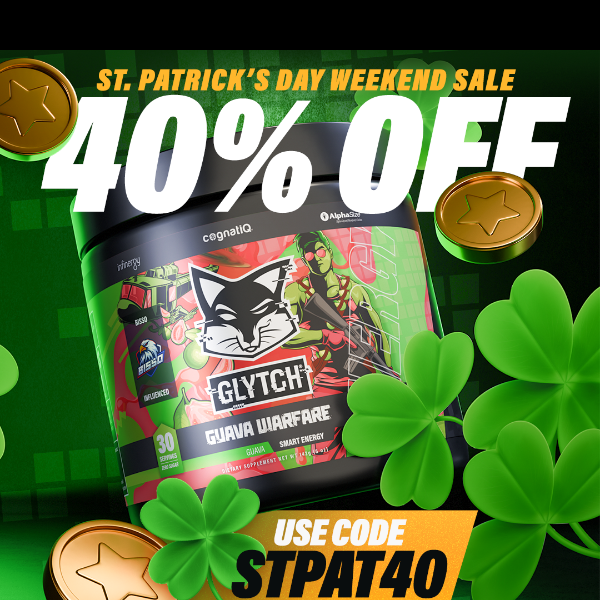 🍀 Get Lucky with 40% Off GLYTCH Energy!