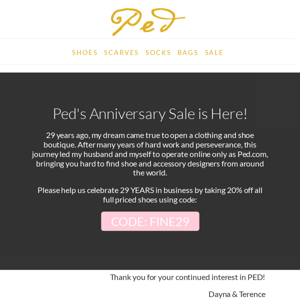 Ped's Anniversary Sale is Here