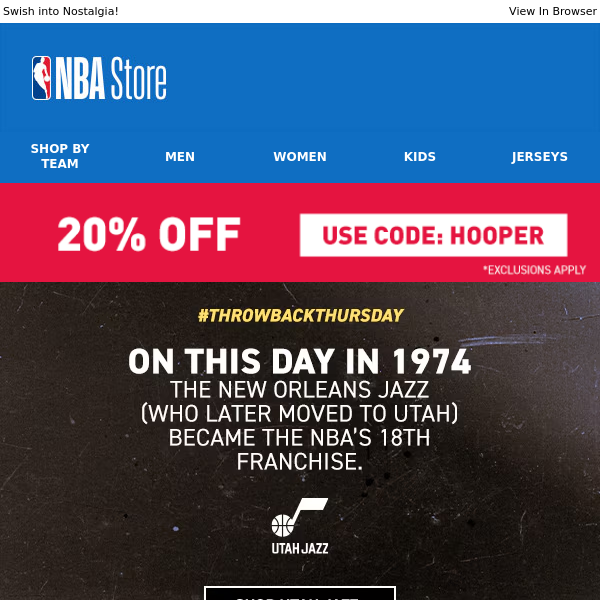 #ThrowbackThursday with 20% Off Classic NBA Gear!