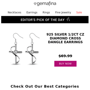 Editor's Pick: 925 silver 1/2ct CZ diamond cross dangle earrings