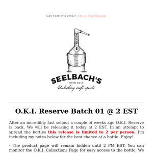 O.K.I. Reserve Batch 01 Is Back Today @ 2 EST