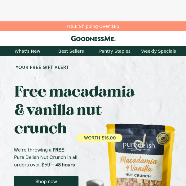 Free vanilla, nutty goodness awaits