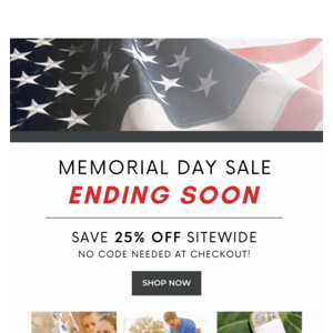 🇺🇸 Memorial Day Sale Ends Soon!