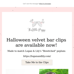 Halloween velvet bar clips are available now!