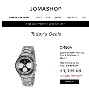 🏁 48 HR DEAL: Omega Speedmaster Auto $3395 | Ray Ban Sunglasses $110 | Marc Jacobs Ladies Watch $89 | Gucci Bag $1799