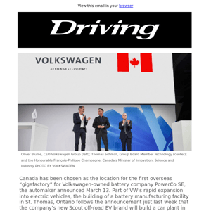 Breaking News: VW’s first battery plant outside of Europe will be in Canada.