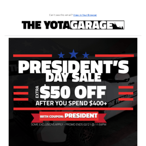 President's Day Sale - TheYotaGarage