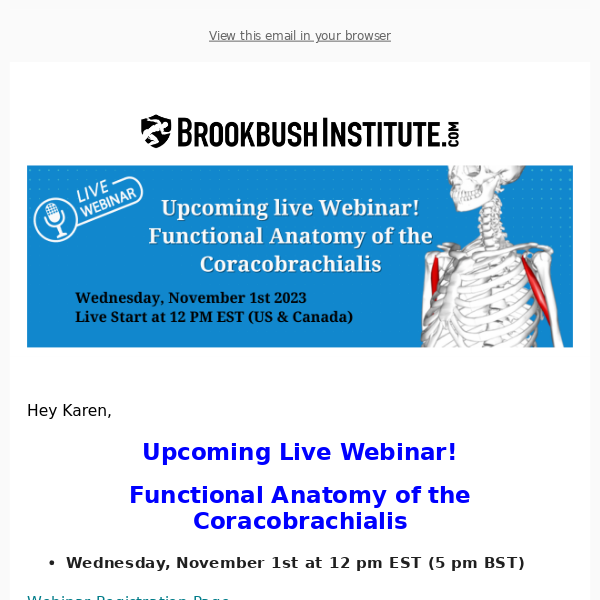 [FREE WEBINAR] Functional Anatomy of the Coracobrachialis