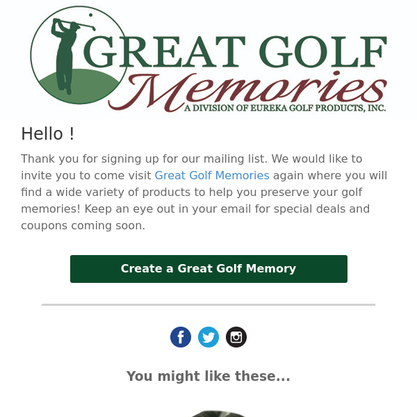 Welcome to Great Golf Memories!