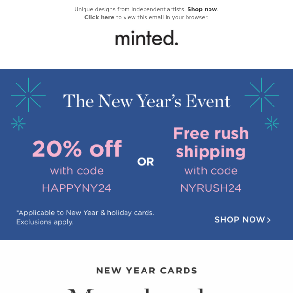 20% off funny New Year’s card