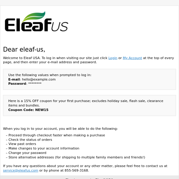 Welcome, Eleaf US! Enjoy Your 15% OFF Coupon !
