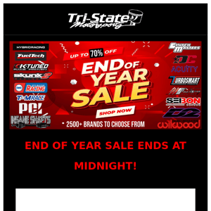 END OF YEAR SALE ENDS AT MIDNIGHT!